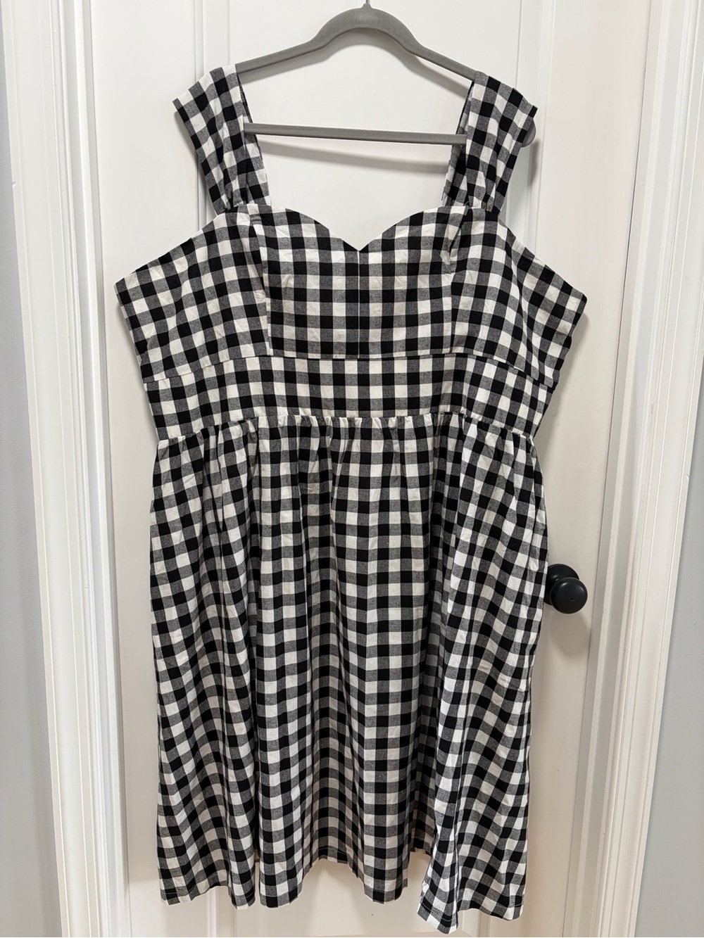 ModCloth Black & White Gingham Dress size 3X Pockets Sleeveless Cotton Retro
